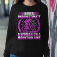 Never Underestimate A Woman On A Mountain Bike Women Sweatshirt Unique Gifts