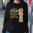 Never Underestimate A Woman With A Rosary Blessed Mary Women Sweatshirt Personalized Gifts