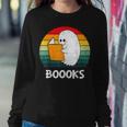 Vintage Halloween Booooks Cute Ghost Reading Books Teacher Women Sweatshirt Funny Gifts