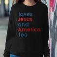 Vintage Loves Jesus & America Too God Christian 4Th Of July Women Sweatshirt Unique Gifts