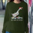 Cute Santa Duck Silly Goose On The Loose Christmas Women Sweatshirt Unique Gifts