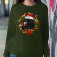 Black Cat And Wine Christmas Wreath Ornament Women Sweatshirt Unique Gifts