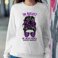 In August We Wear Purple Ribbon Overdose Awareness Messy Bun Women Sweatshirt Unique Gifts