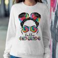 First Day Of School Hello 4Th Grade Messy Bun Girls Women Sweatshirt Unique Gifts