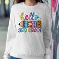 Hello 3Rd Grade Leopard Tie Dye Pencil Cute Teacher Women Sweatshirt Funny Gifts