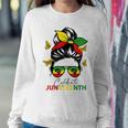 Junenth Celebrate Messy Bun Glasses Black Women Women Crewneck Graphic Sweatshirt Funny Gifts