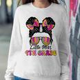Little Miss Fourth 4Th Grade Girl Messy Bun Back To School Women Sweatshirt Unique Gifts