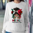 Messy Bun Mexican Flag Independence Day Woman Vintage Women Sweatshirt Unique Gifts