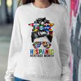 National Hispanic Heritage Month Messy Bun Latin Flags Women Sweatshirt Unique Gifts