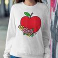Red Apple With Flowers Proud Teacher Life Teaching Job Pride Women Sweatshirt Unique Gifts
