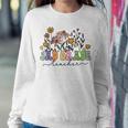 Retro 3Rd Grade Teacher Daisy Flower Colorful Back To School Women Sweatshirt Unique Gifts