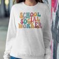 School Social Worker Groovy 2023 Appreciation Social Work Women Sweatshirt Unique Gifts