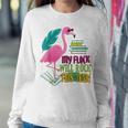 Teacher Flamingo My Flock Will Rock First Day School Women Crewneck Graphic Sweatshirt Personalized Gifts