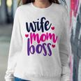 Wife Mom Boss Mom Joke Quote Humor Mother's Day Women Women Sweatshirt Unique Gifts