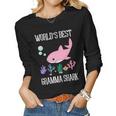 Gramma Grandma Gift Worlds Best Gramma Shark Women Graphic Long Sleeve T-shirt