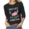 Marmee Grandma Gift Worlds Best Marmee Shark Women Graphic Long Sleeve T-shirt
