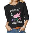 Minny Grandma Gift Worlds Best Minny Shark Women Graphic Long Sleeve T-shirt