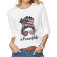 Happy July 4Th Firefighters Wife Life Messy Buns Flag Women Long Sleeve T-shirt
