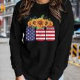 American Flag Sunflower 4Th Of July Independence Usa Day Women Long Sleeve T-shirt Gifts for Her