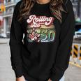 Bowling Party Rolling Into 50 Bowling Birthday Women Graphic Long Sleeve T-shirt Gifts for Her