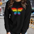 Butterfly Rainbow Print Rainbow Butterfly Women Graphic Long Sleeve T-shirt Gifts for Her