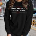 Masa Make America Straight Again American Flag Vintage Women Long Sleeve T-shirt Gifts for Her