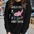 Minny Grandma Gift Worlds Best Minny Shark Women Graphic Long Sleeve T-shirt Gifts for Her