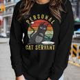 Personal Cat Servant Cat Mom Cat Dad Women Long Sleeve T-shirt Gifts for Her