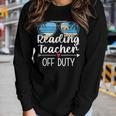 Reading Teacher Off Duty Sunglasses Palm Tree Beach Sunset Women Graphic Long Sleeve T-shirt Gifts for Her