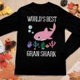 Gran Grandma Gift Worlds Best Gran Shark Women Graphic Long Sleeve T-shirt Funny Gifts