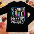 Nurse Life Straight Outta Energy Tie Dye Women Graphic Long Sleeve T-shirt Funny Gifts