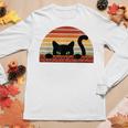 Black Cat Retro For Cat Lovers Cat Mother Cat Mom Cat Dad Women Long Sleeve T-shirt Unique Gifts