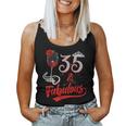 35 And Fabulous Queen Happy Birthday 35Th Rose Red Wine Women Tank Top