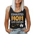 Bat Witch Pumpkin Halloween Day Exhausted Mom Is My Costume Women Tank Top