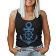 Blue Anchor And Ship Sring Wheel Maritime Sailor Nautical Women Tank Top