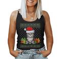 Cat Lover Pixiebob Cute Cat Santa Hat Ugly Christmas Sweater Women Tank Top