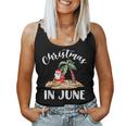 Celebrate Christmas In June With Funny Santa Surfboard Women Tank Top Basic Casual Daily Weekend Graphic