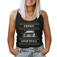 Christmas Ugly Sweater Pun Merry Driftmas Car Drift Racer Women Tank Top
