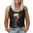 Cute Christmas Wine Glass Christmas Tree Lights Women Tank Top