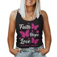 Faith Hope Love Butterfly Breast Cancer Awareness Month Women Tank Top