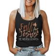 Fall For Jesus He Never Leaves Thanksgiving Christian Autumn Women Tank Top
