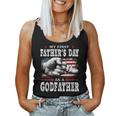 My First Fathers Day As A Godfather American Flag New Dad Women Tank Top