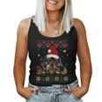 Dog Lovers Dachshund Santa Hat Ugly Christmas Sweater Women Tank Top