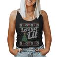 Ugly Sweater Christmas Let't Get Lit Drinking Women Tank Top