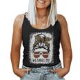 Game Day Leopard Messy Bun Mom Football Lover Bleached Women Tank Top