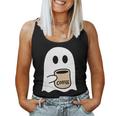 Ghost Drinking Coffee Funny Halloween Costume Coffee Lover Women Tank Top Weekend Graphic