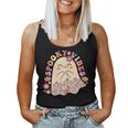 Groovy Cute Kawaii Ghost Floral Spooky Vibes Hippie Pumpkin Women Tank Top