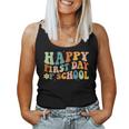 Happy First Day Of School Groovy Back To School Teacher Women Tank Top