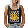 Hello 5Th Grade Hippie Smile Face Fifth Grade Back To School Women Tank Top Weekend Graphic