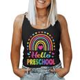 Hello Preschool Teacher Leopard Rainbow Back To School Women Tank Top Weekend Graphic